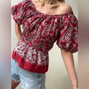 Sea New York Block Print Shirred Sweetheart Top Size Large $295